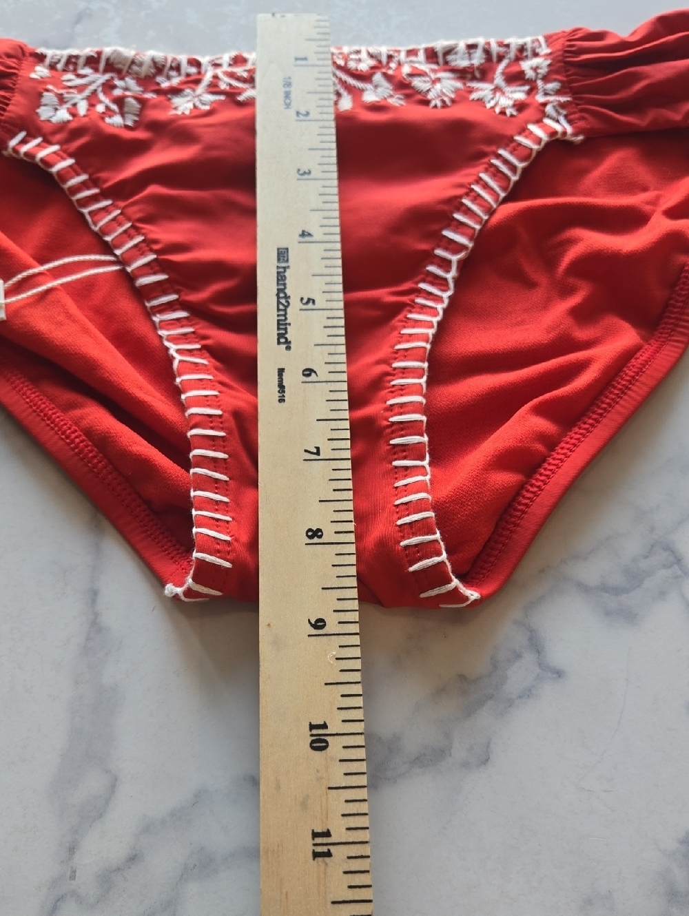 Lucky Brand Stitch in Time Side Sash Hipster Bikini Bottom Red & White Sz M NWT - Picture 6 of 9